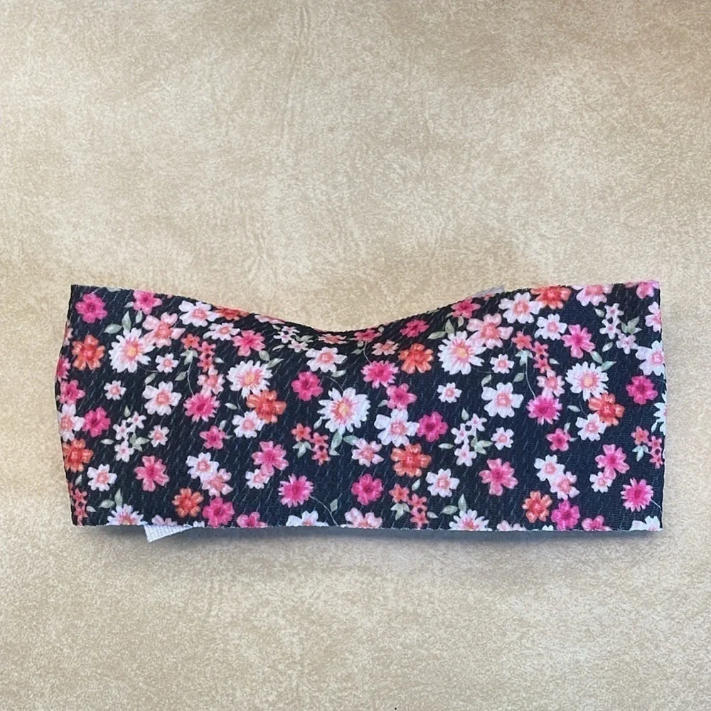 Black Pink Floral Bow Infant Toddler Girls Headband NWOT